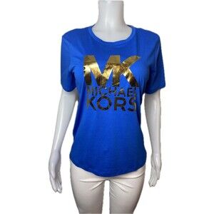 F. Michael Kors T-Shirt M Multicolor Blue Blouse Short Sleeve Round Neck NWT $78